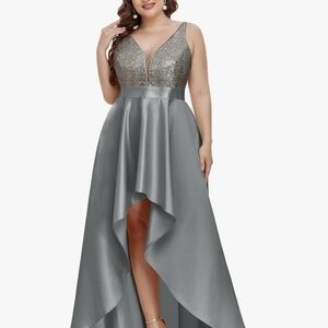 Elegant Silver Evening Gown